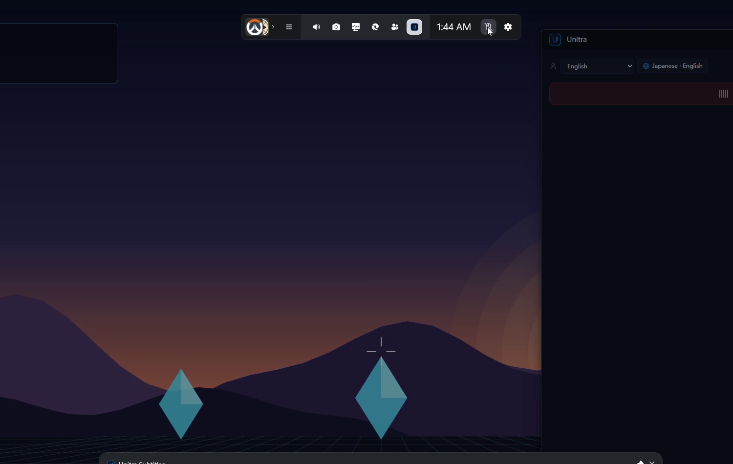 Game Bar's top bar with the mouse icon for click-through highlighted
